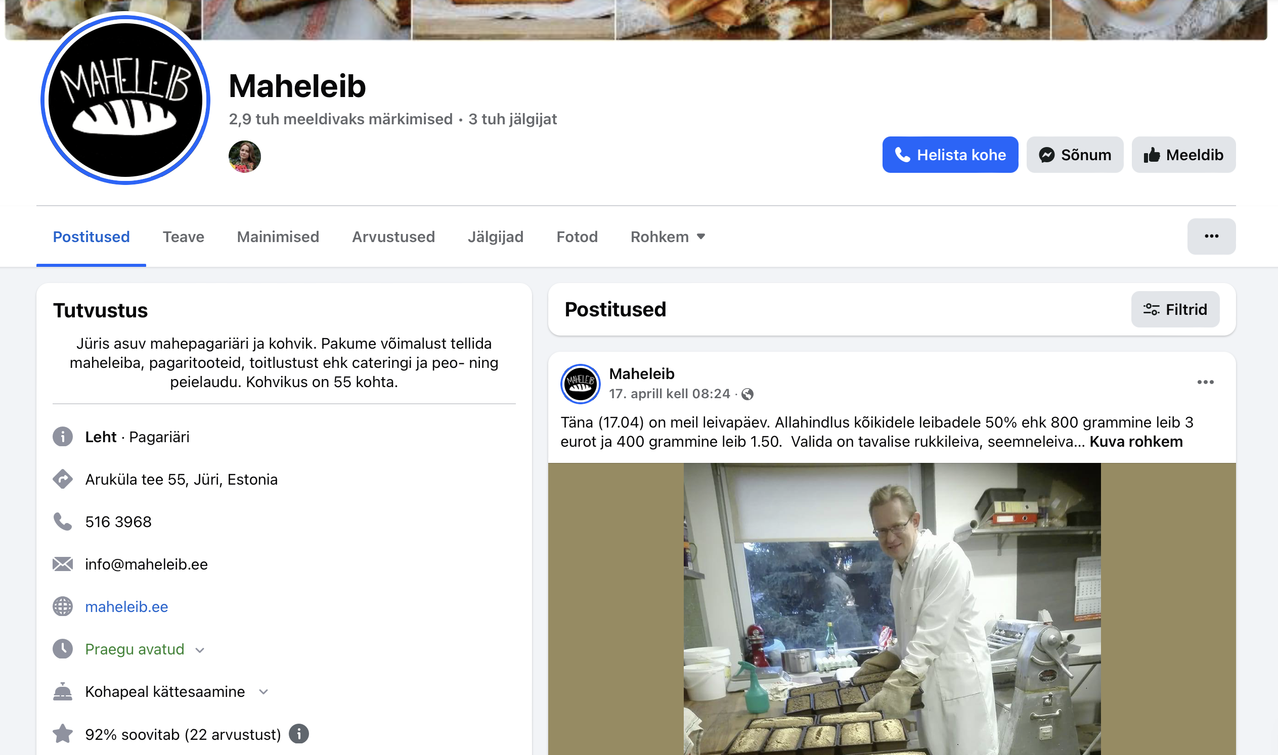 Maheleib OÜ Facebookis